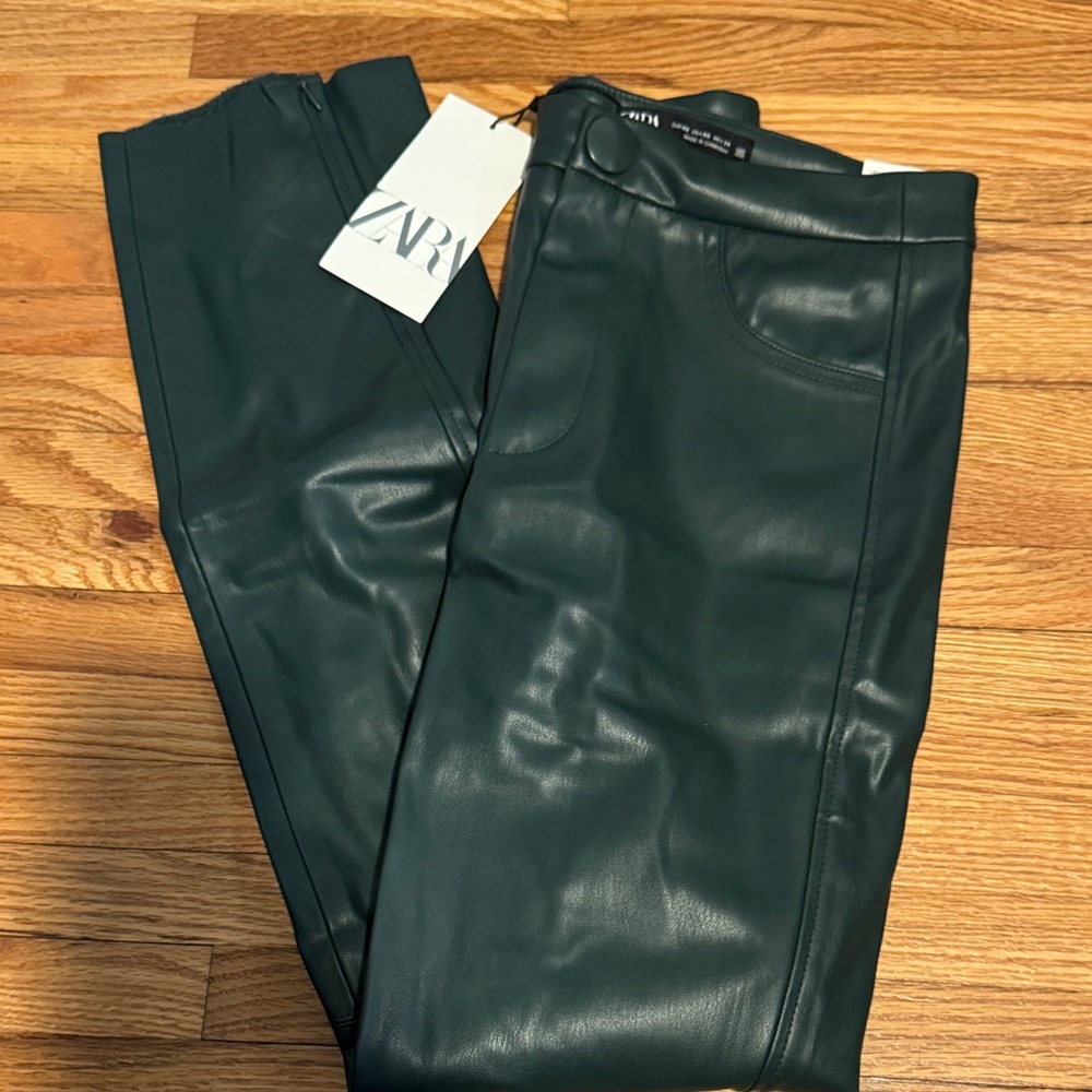 Zara Emerald Faux Leather Legging Pants